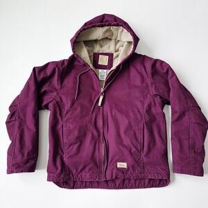 Berne Women’s Sherpa-Lined Duck Hooded Jacket Plum Size S Workwear Coat